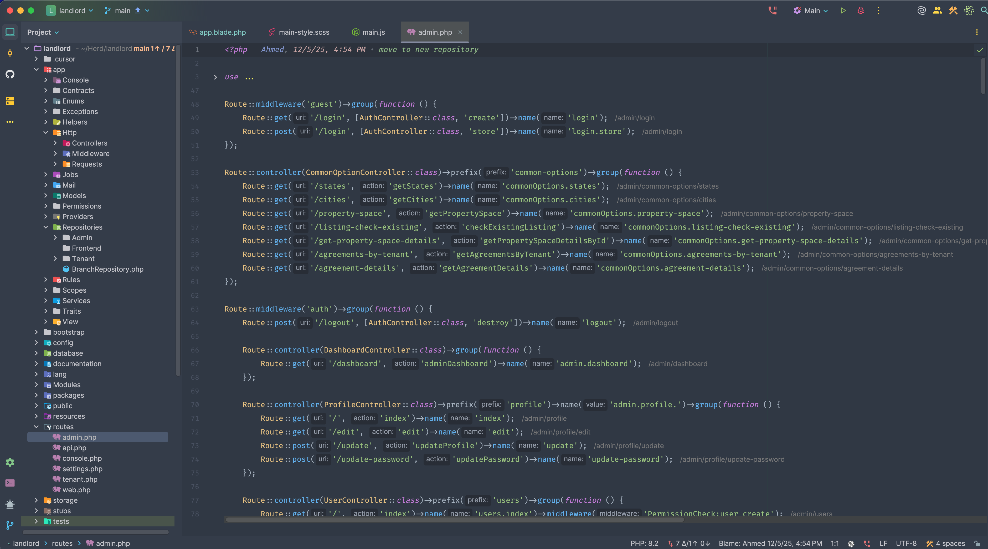 Dashboard rendered by PHP backend